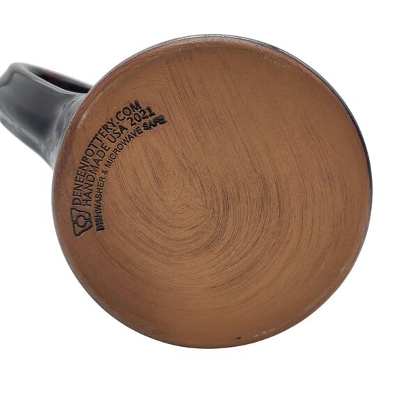 Verena Street Coffee Mug 14oz Deneen Pottery Black Brown Red Drip Glaze Cup 2021 - Picture 5 of 10